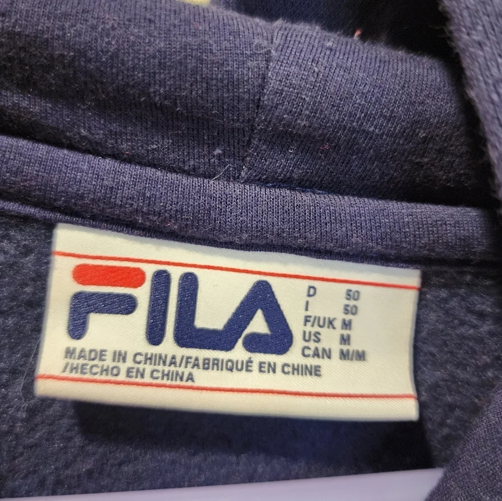 Fila Blue and Red Logo Hoodie Sweatshirt Size M